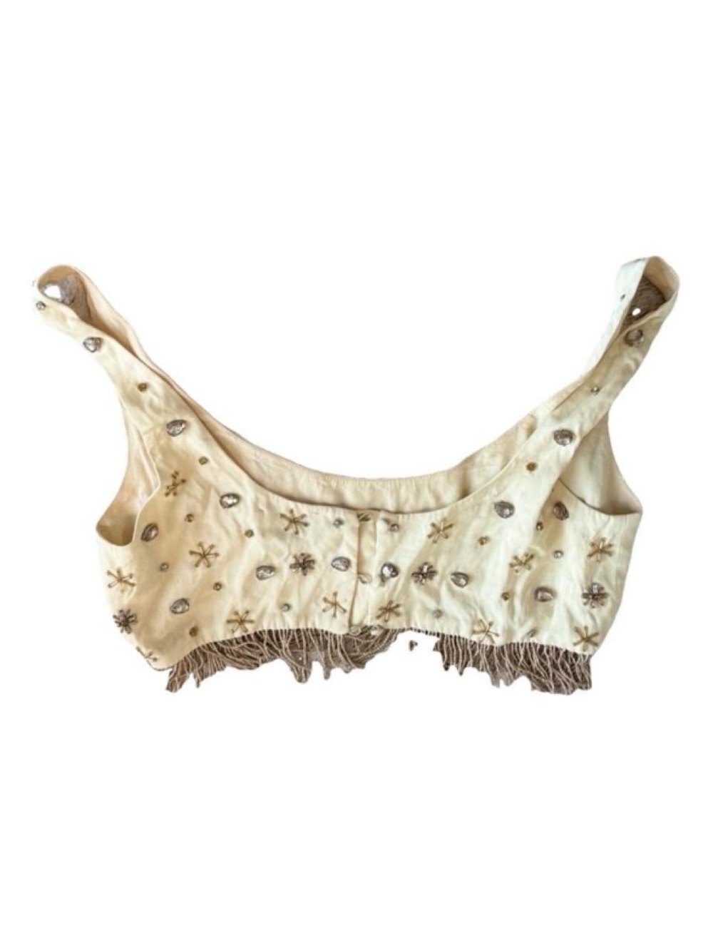 Forté Forté Fringed Bead-Embellished Crop Top